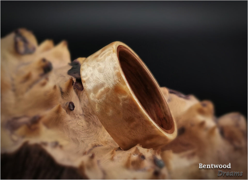 Bentwood Ring: Birdseye Maple, Canarywood core