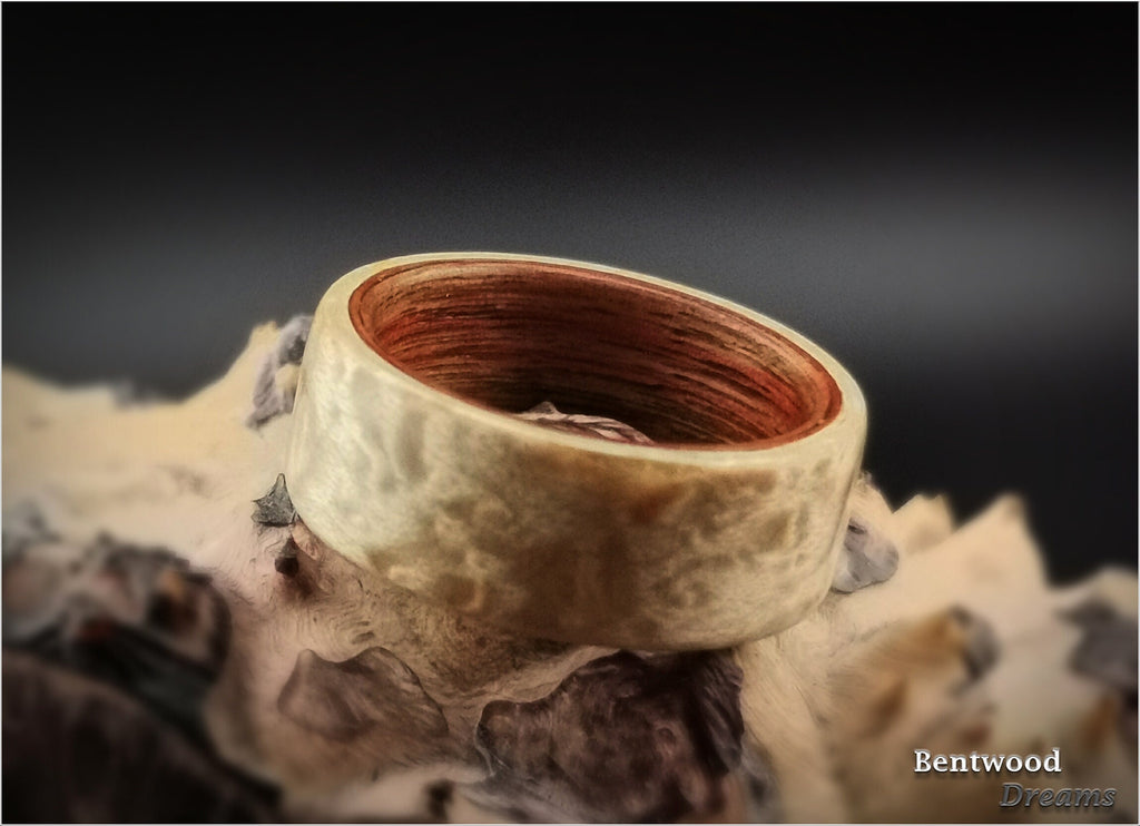 Bentwood Ring: Birdseye Maple, Canarywood core