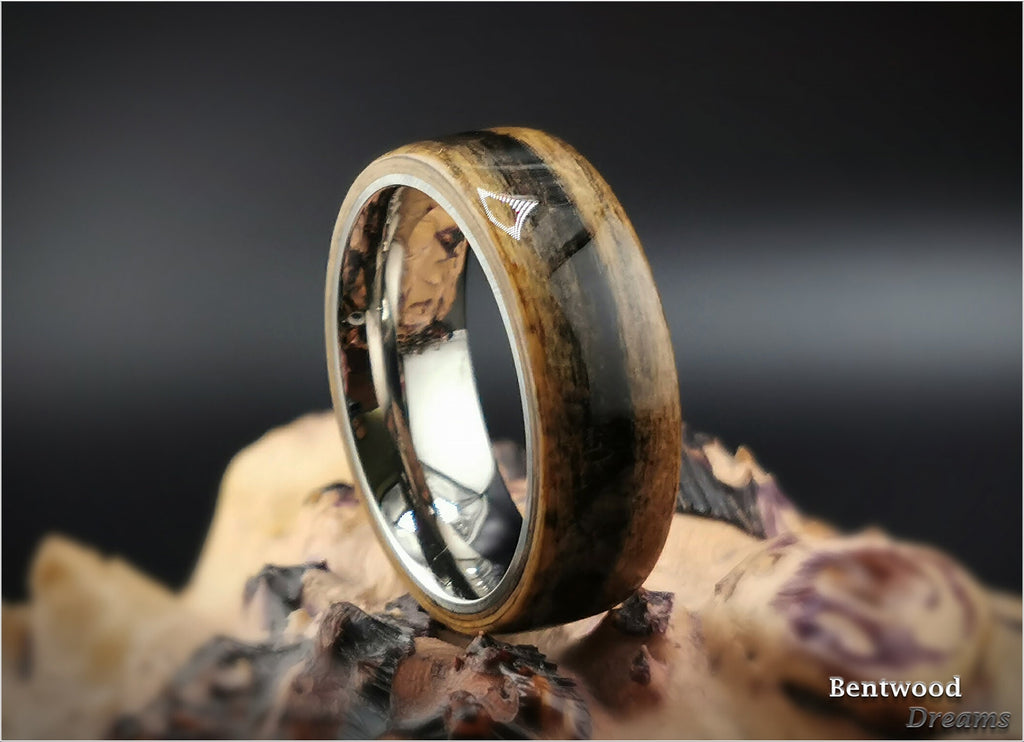 Bentwood Ring: Rare Malabar Ebony, polished Titanium core, wood ring