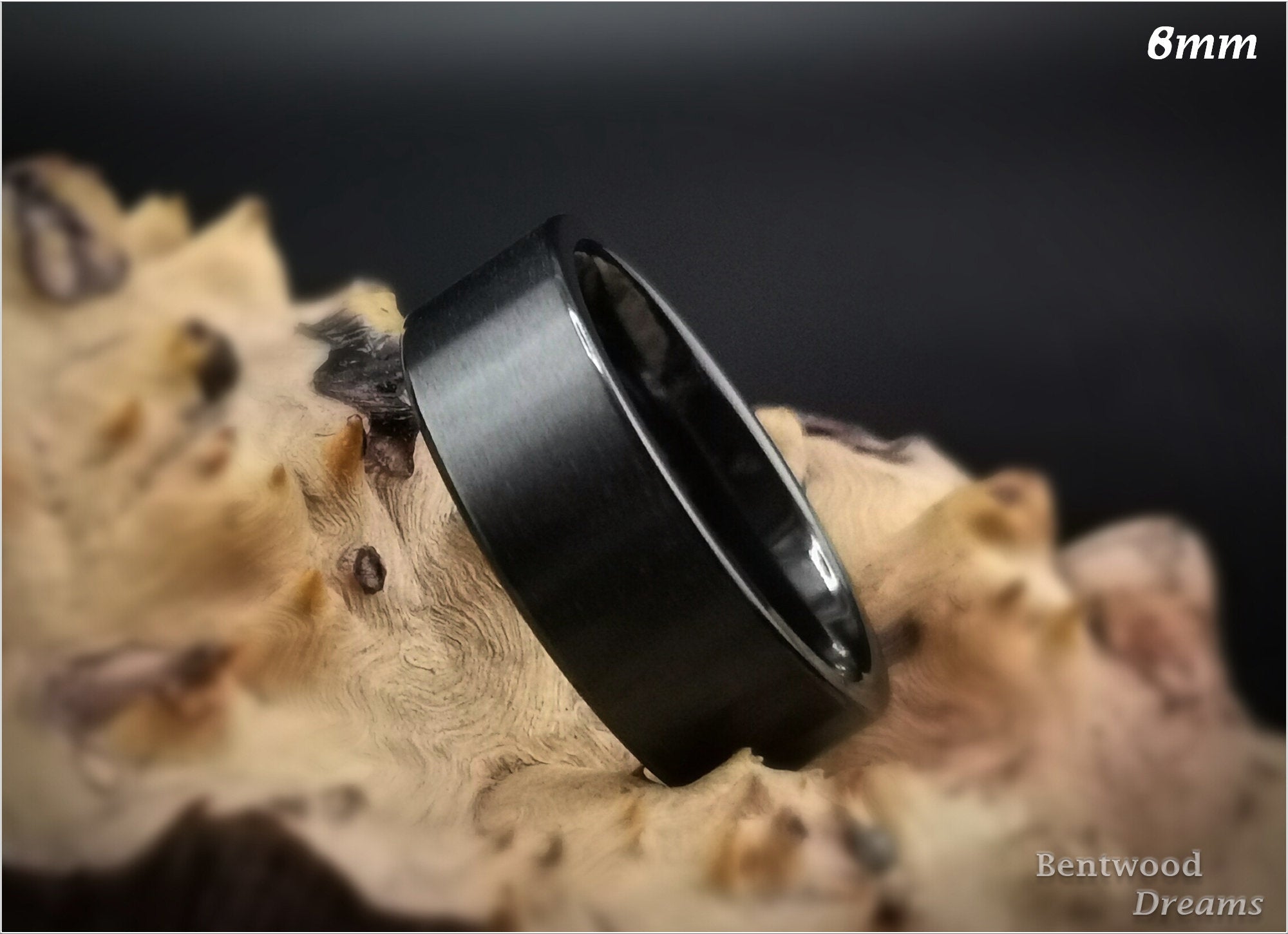 Classic Brushed Black Zirconium Band - traditional metal ring