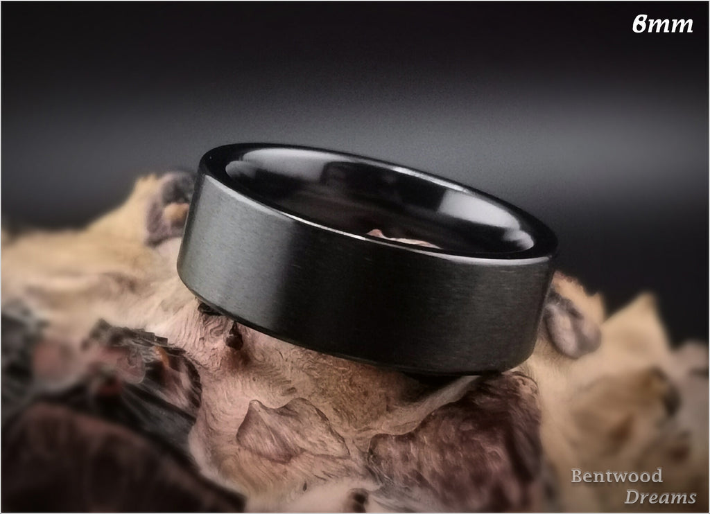 Classic Brushed Black Zirconium Band - traditional metal ring
