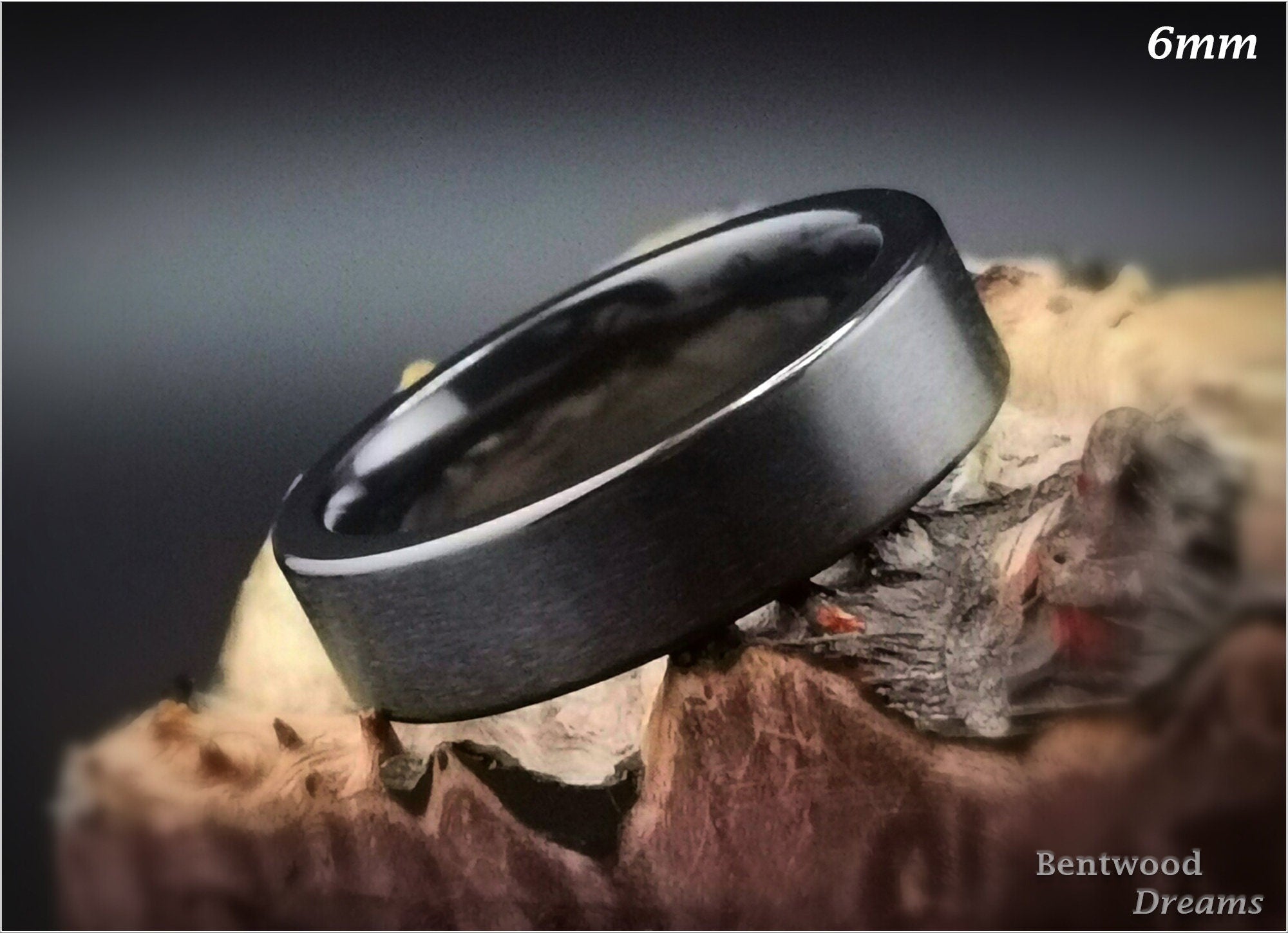 Classic Brushed Black Zirconium Band - traditional metal ring
