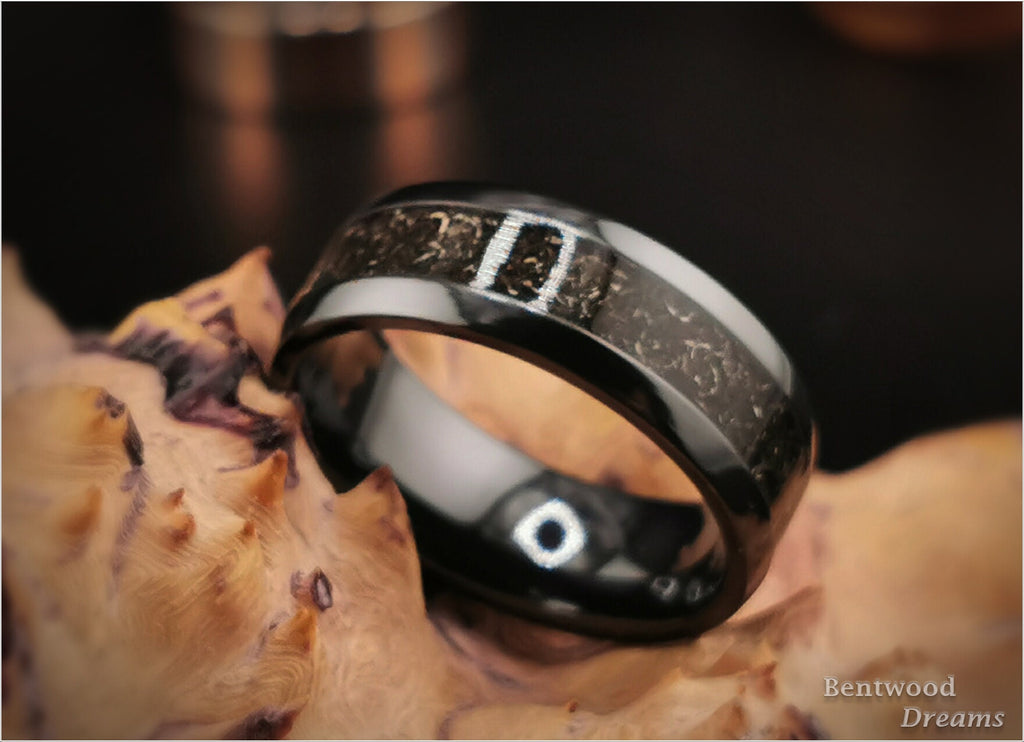 Seymchan Meteorite Ring, Zirconium Core, Handmade Metal Ring