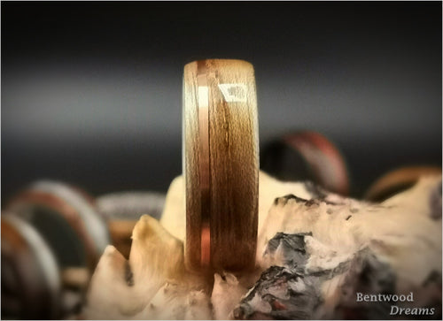 Bentwood Ring: Elm, offset inlaid Copper Wire, Deer Antler core