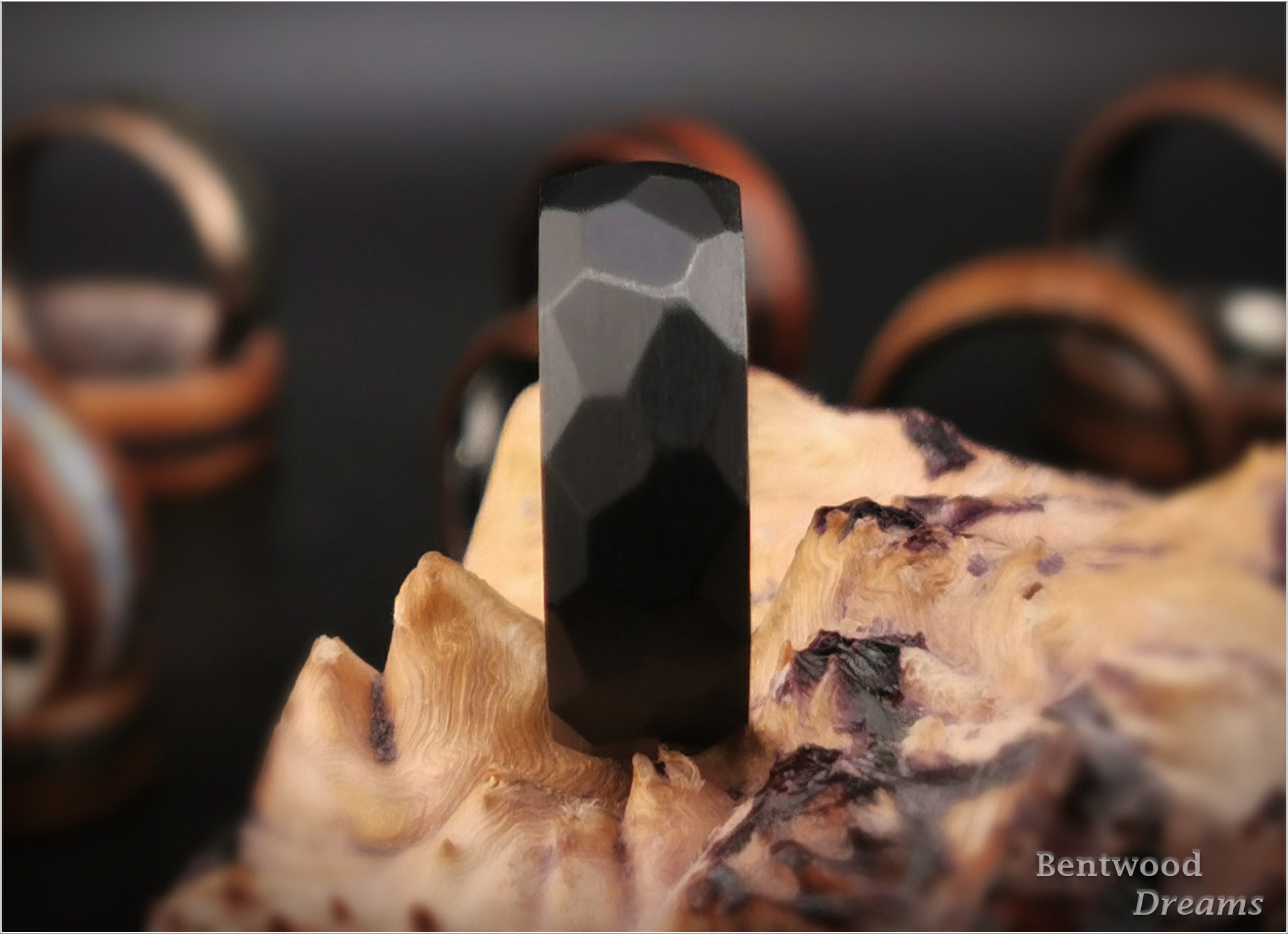 Hammered Brushed Black Zirconium Band - hammered metal ring