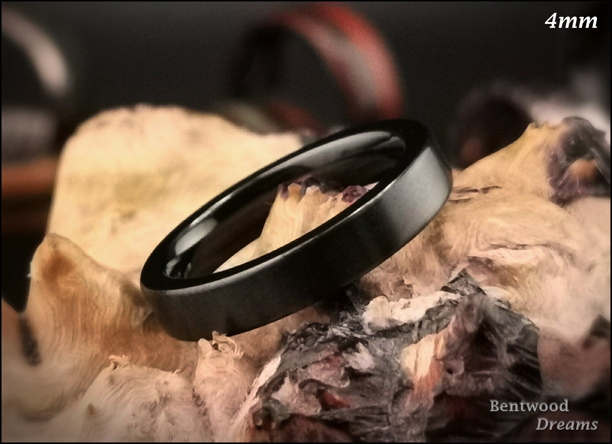 Classic Brushed Black Zirconium Band - traditional metal ring