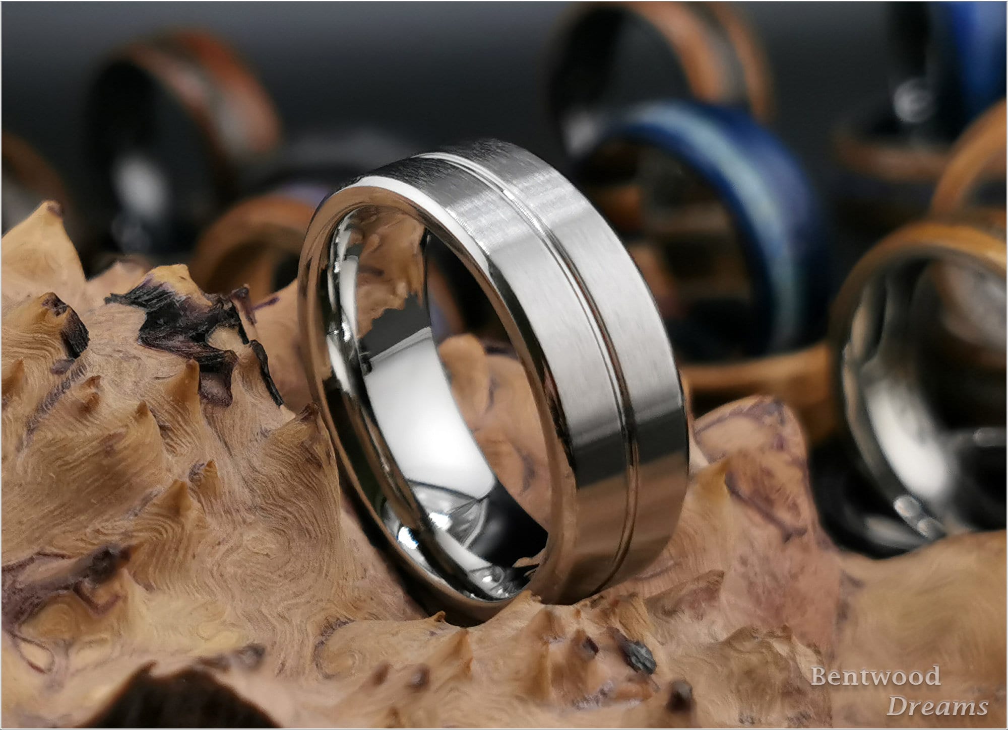 Satin Brushed 8mm Cobalt Chrome Ring - metal ring