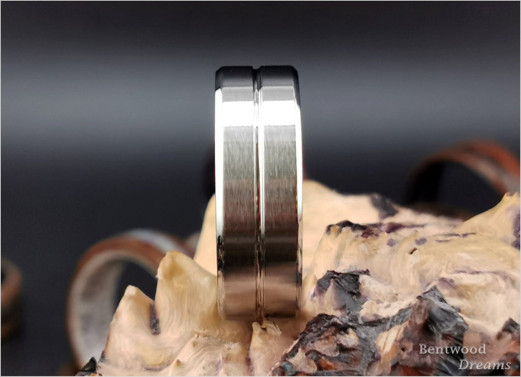 Satin Brushed 8mm Cobalt Chrome Ring - metal ring