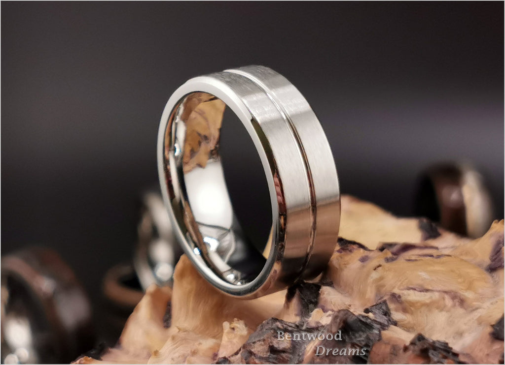 Satin Brushed 8mm Cobalt Chrome Ring - metal ring