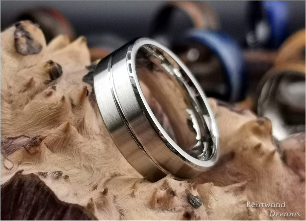 Satin Brushed 8mm Cobalt Chrome Ring - metal ring