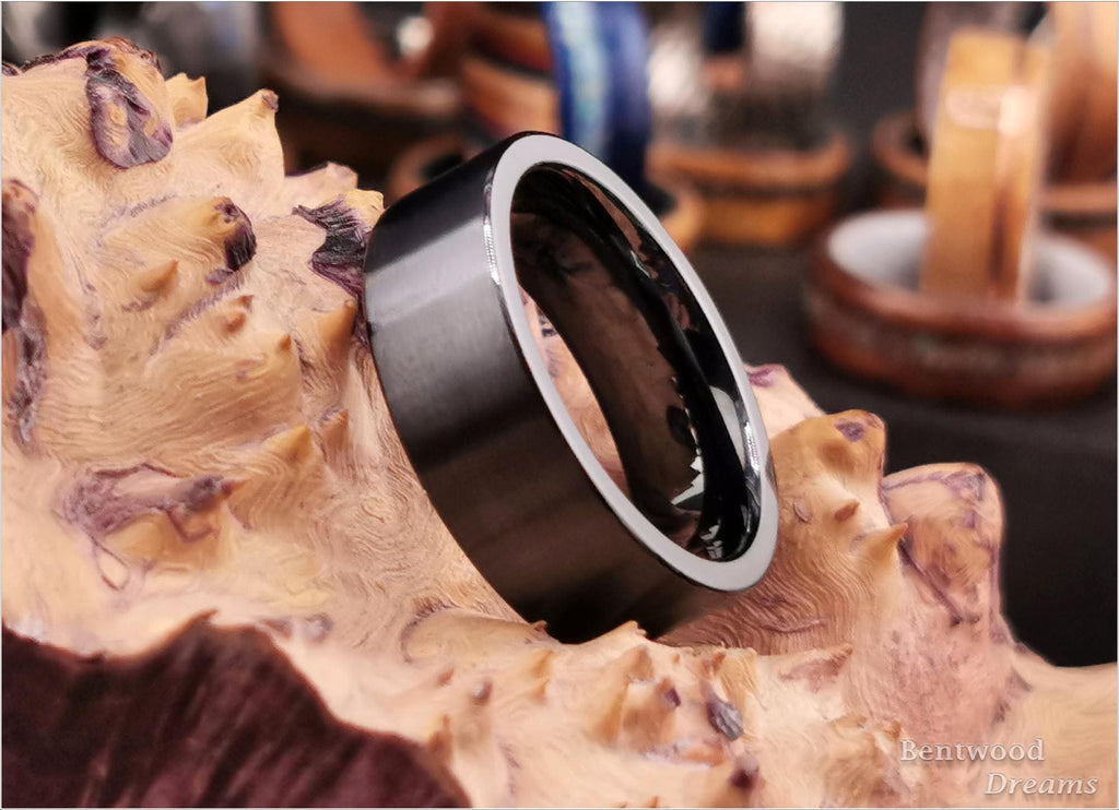 Classic Brushed Black Titanium Band - traditional metal ring