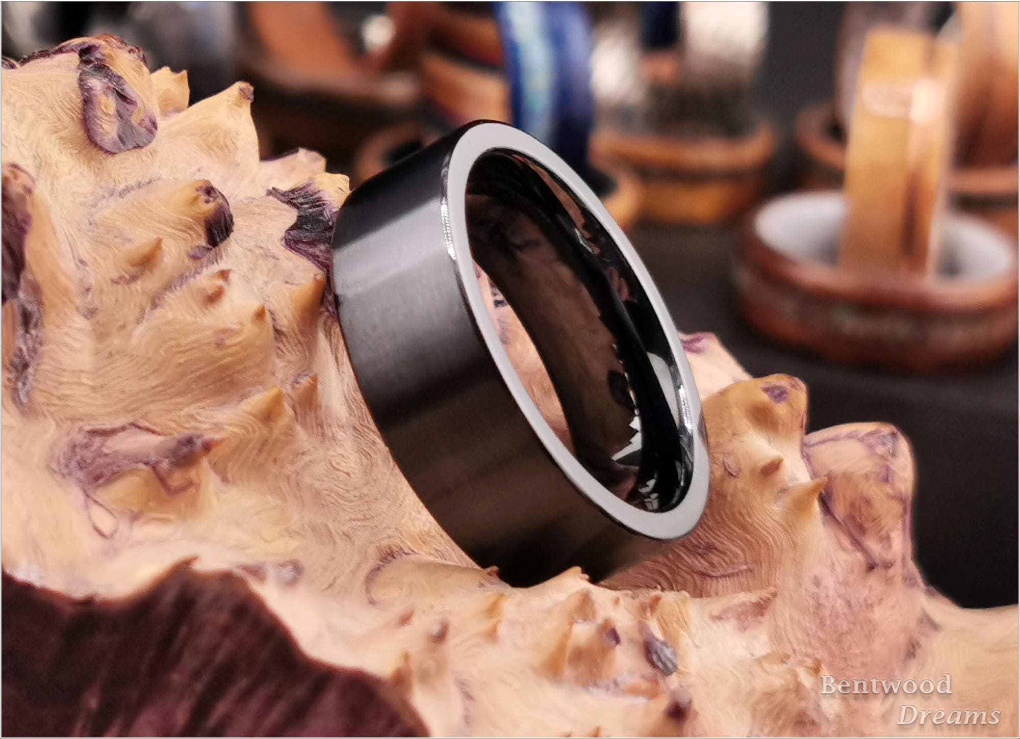 Classic Brushed Black Titanium Band - traditional metal ring