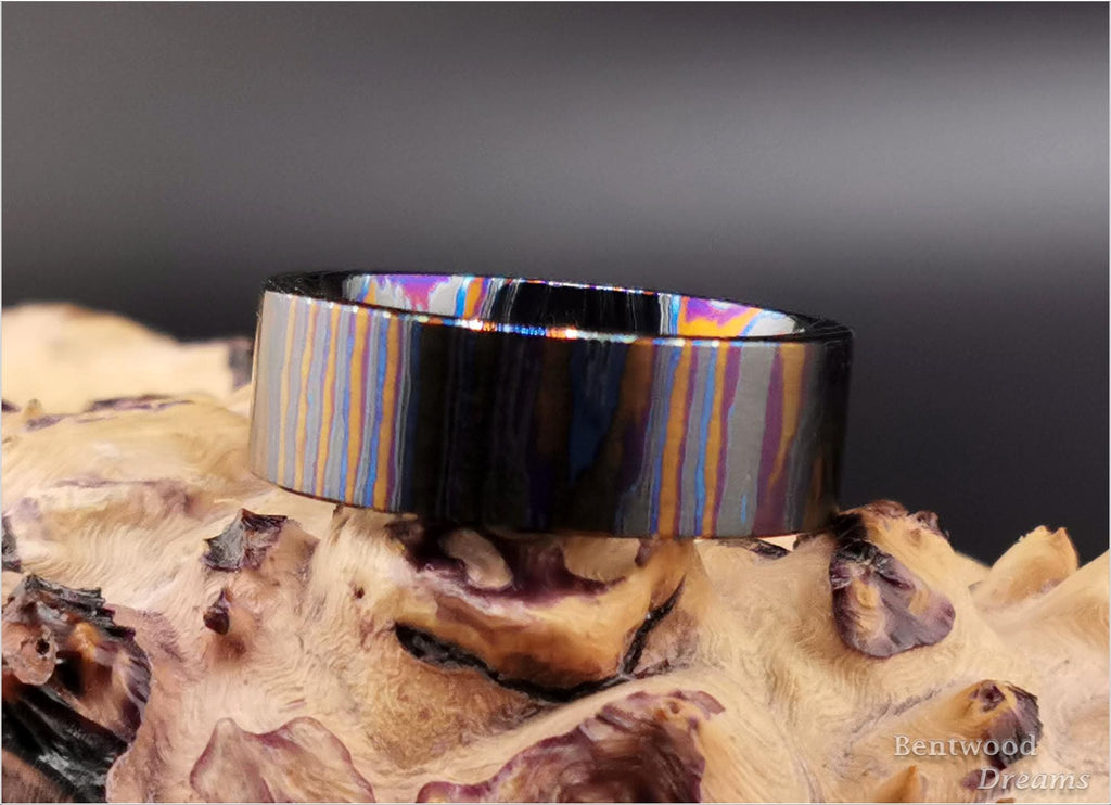 Zirconium-Titanium Damascus Ring (ZircuTi)