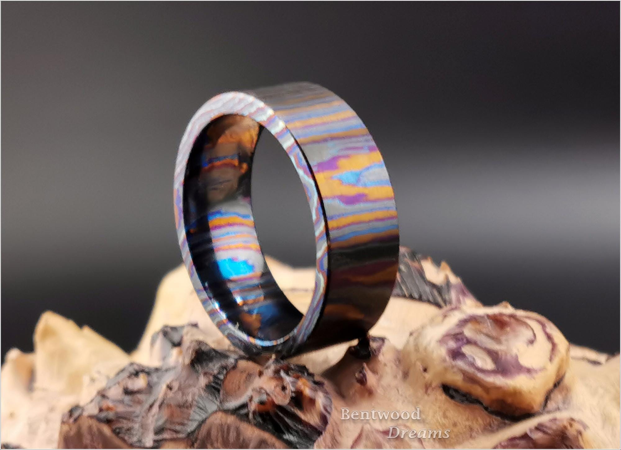 Zirconium-Titanium Damascus Ring (ZircuTi)