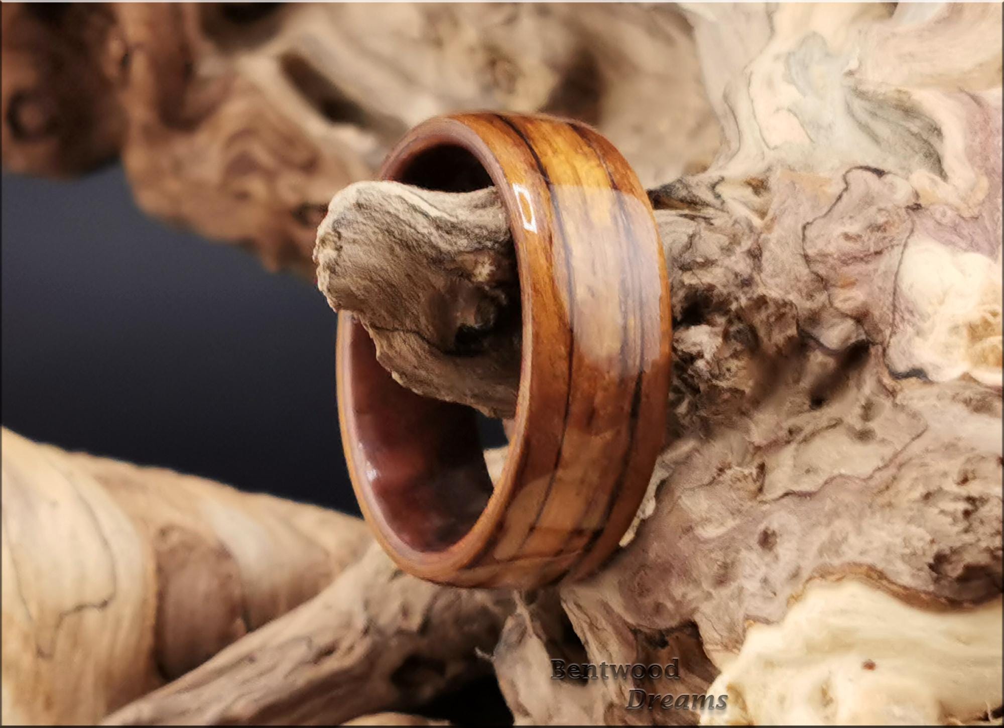 Bentwood Ring: Fumed Aspen, inlaid Teak, Ironwood core