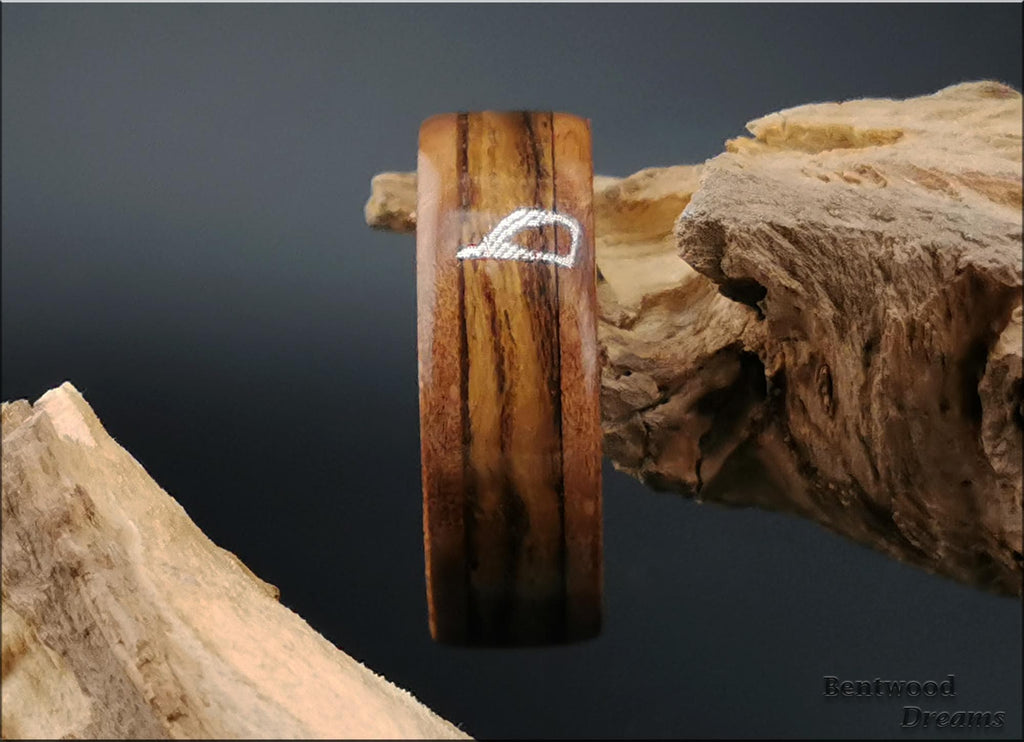 Bentwood Ring: Arbutus Burl, inlaid Teak wood, Deer Antler core