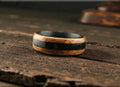 Bentwood Ring: Hawaiian Golden Koa, inlaid Icelandic Lava, Carbon Fiber core, wood ring