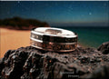 Damascus Steel Ring, dual inlaid Exotic Sands, metal ring