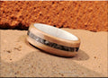 Bentwood Ring: Red Gum, inlaid Allosaurus Bone, Deer Antler core, Quick Ship