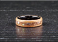 Bentwood Ring: Swiss Aspen, inlaid Silver Abalone, Polished Black Ceramic core