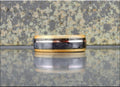 Bentwood Ring: Rustic Chestnut, Grey Maple and offset Copper Wire, Black Ceramic core