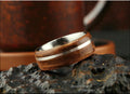 Bentwood Ring: English Brown Oak, offset inlaid Sterling Silver, Polished Titanium core