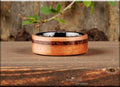 Bentwood Ring: Figured Cherry, offset inlaid Mahogany Obsidian, Polished Black Ceramic core, wood ring