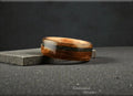 Bog Oak Bentwood Ring: Green Jasper Inlay, Figured Gaboon Core