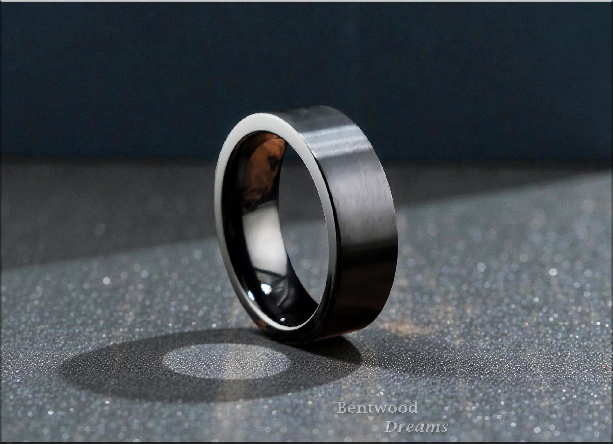 Classic Brushed Black Titanium Band - traditional metal ring