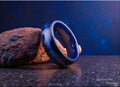 Opal Inlaid Bentwood Ring: Midnight Blue Tulipwood, Ceramic Core
