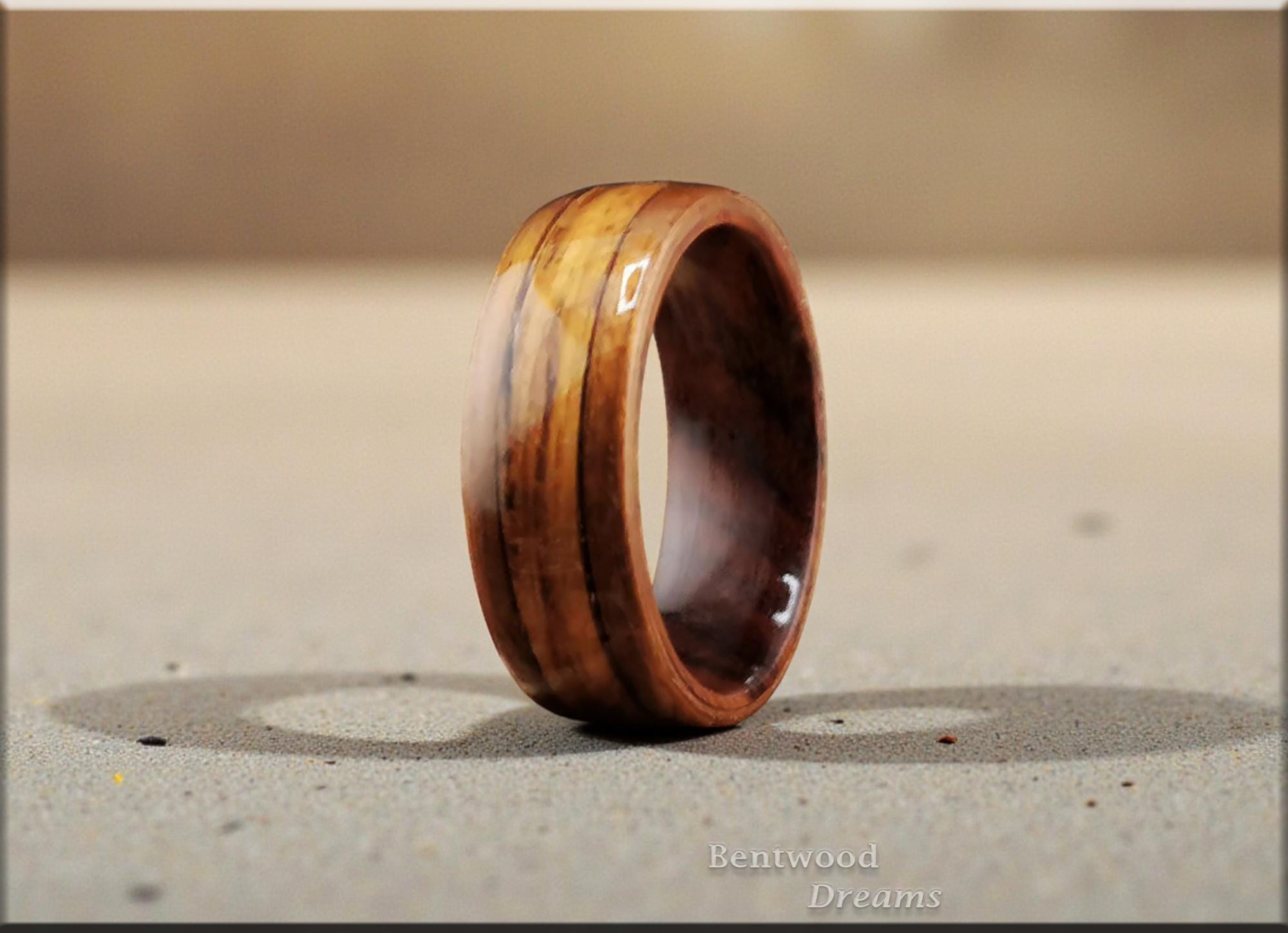 Bentwood Ring: Fumed Aspen, inlaid Teak, Ironwood core