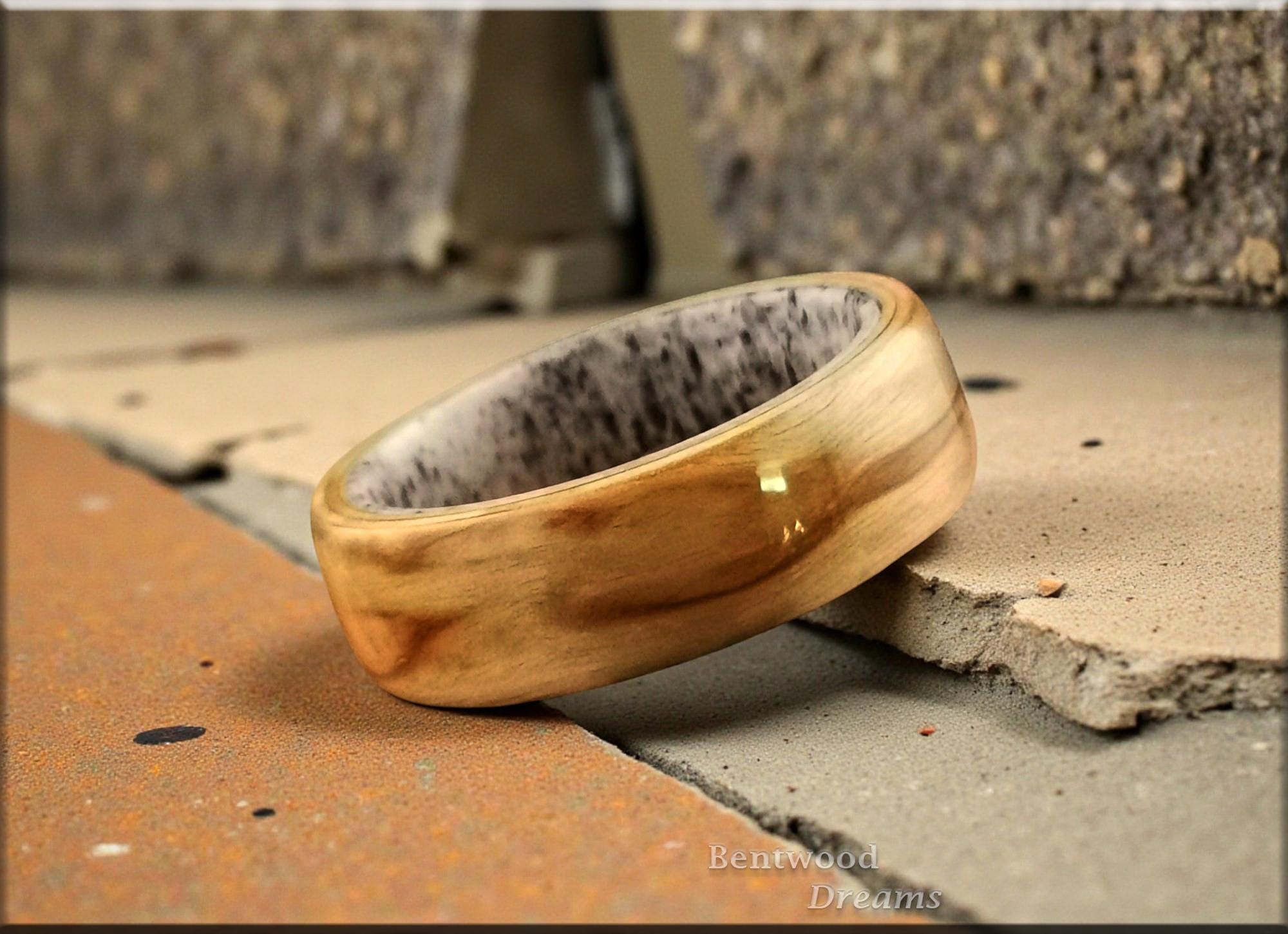 Bentwood Ring: Karelian Birch, Deer Antler core, wood ring