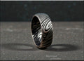 Black Damascus Steel Ring - metal ring