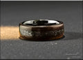 Bog Oak Bentwood Ring: Campo Cielo Meteorite Inlay, Black Ceramic Core