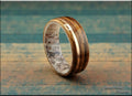 Bentwood Ring: Teak, offset inlaid Bronze Wire, Deer Antler core, wood ring
