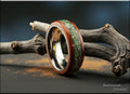 Bentwood Ring: Bubinga, inlaid Green Turquoise, Tungsten Carbide core, wood ring