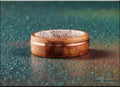 Koa Bentwood Ring: Golden Hawaiian Wood, Copper Inlay, Black Ceramic Core