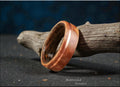 Bentwood Ring: Madrone Burl, offset inlaid Copper Wire, Louro Preto wood core