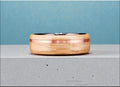 Bentwood Ring: Olive Ash, offset inlaid Copper Wire, polished Black Ceramic core