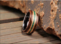 Bentwood Ring: Bocote, inlaid Chestnut and Green Malachite, Black Ceramic core