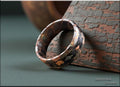 Superconductor Ring: inlaid Meteorite, Keweenaw Copper, and Australian Coober Pedy Opal, Angle-Cut/Large Filament