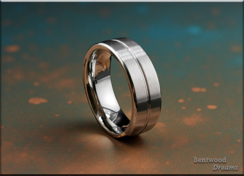 Satin Brushed 8mm Cobalt Chrome Ring - metal ring