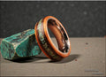 Bentwood Ring: Spanish Cedar, inlaid Curly Walnut and Green Turquoise, Titanium core