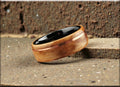 Birdseye Anigre Bentwood Ring: Copper Inlay, Black Ceramic Core