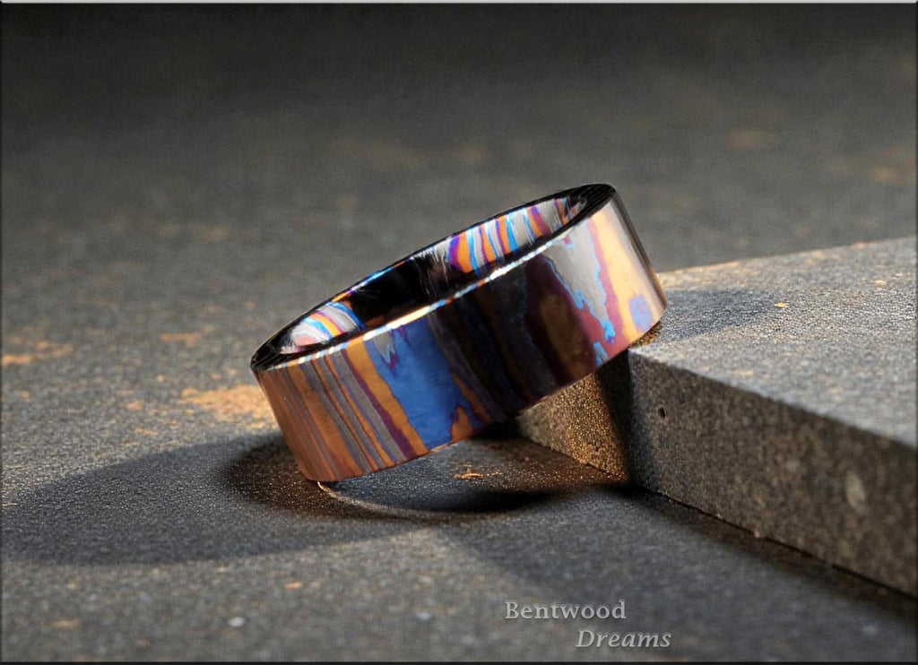 Zirconium-Titanium Damascus Ring (ZircuTi)
