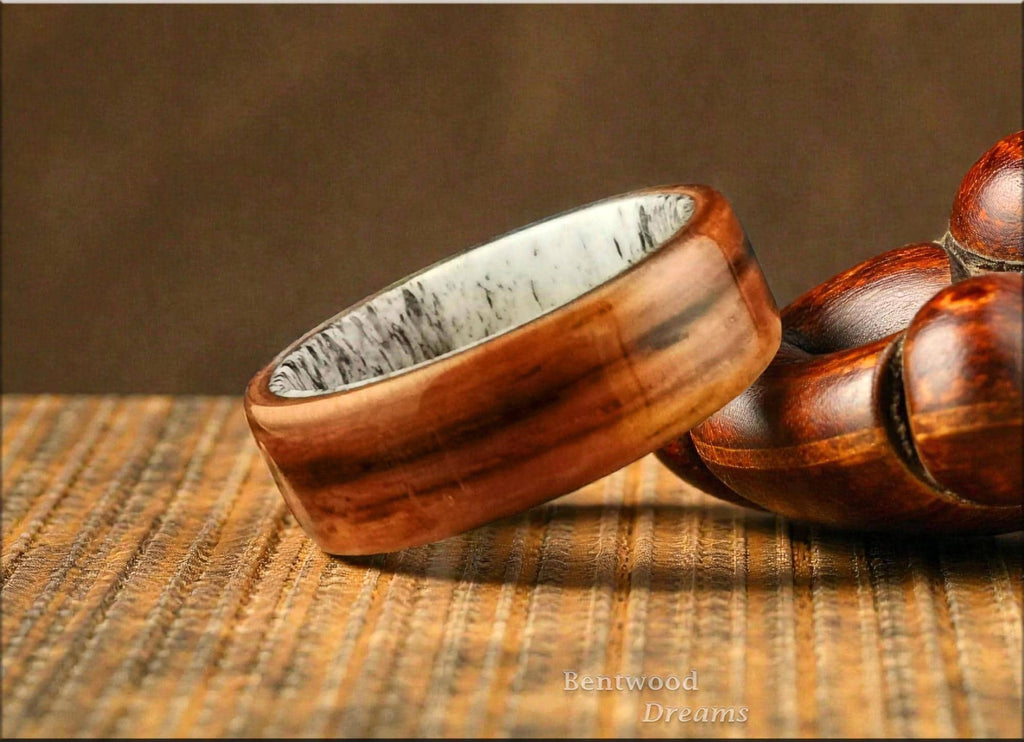 Bentwood Ring: Honduran Rosewood, Deer Antler core