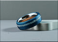Bentwood Ring: Deep Blue Koto, offset inlaid Howlite, Titanium core, wood ring