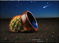 Bentwood Ring: Camphor Burl, offset inlaid Seymchan Meteorite, Blue Box Elder core, wood ring