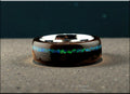 Bentwood Ring: Ziricote, offset Lab Opal, Polished Cobalt Chrome core, wood ring