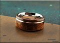 Bentwood Ring: Figured Daniella, offset inlaid Silver Wire, Polished Titanium Core, wood ring